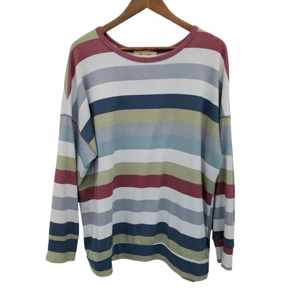 Lime & Chili Womens Multicolor Lightweight Pullover Striped Sweater Size XL